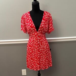 Lulu's Red Floral Mini Dress